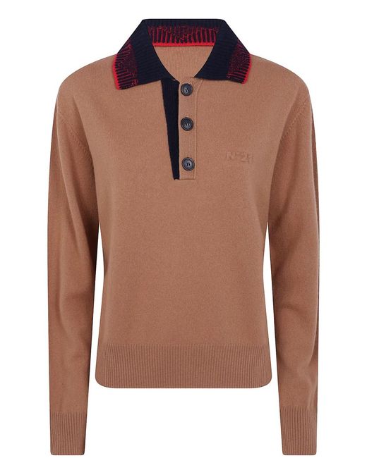 N°21 Brown Wool Polo-Collar Sweater