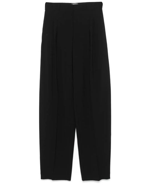 Mugler Black Pleated Wide-Leg Trousers for men
