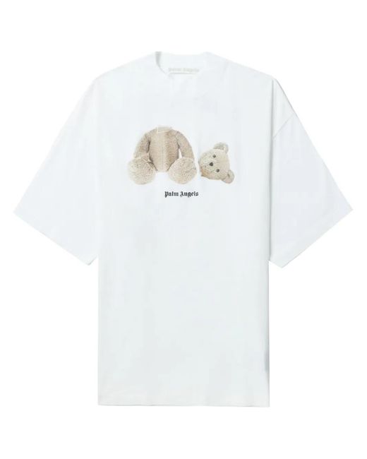 Palm Angels White Bear-print Cotton-jersey T-shirt