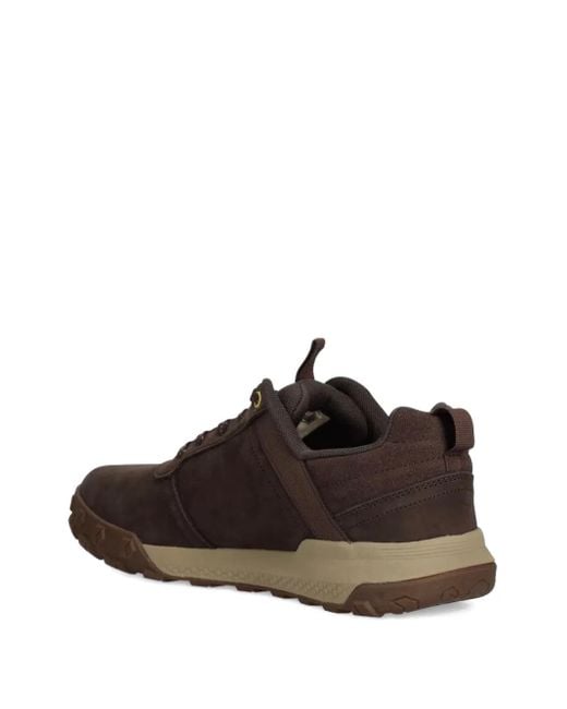 Caterpillar Brown Hex Ready Leather Lace-Up Sneakers for men