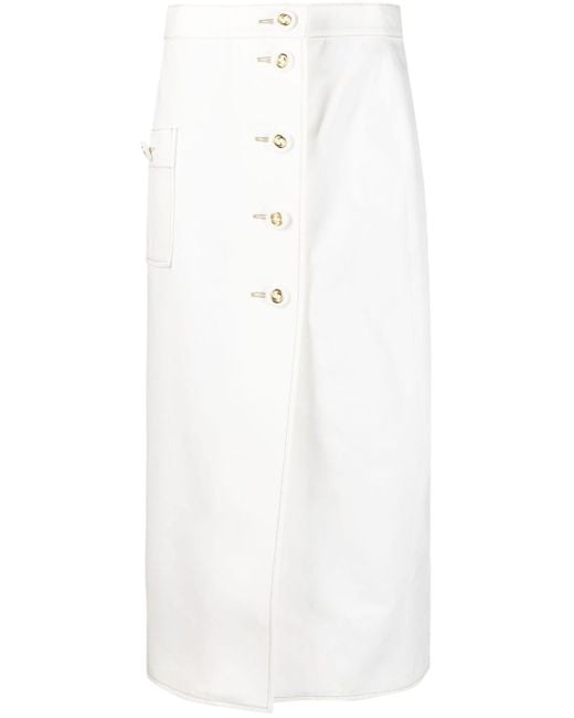 Gucci White High-waisted Midi Skirt