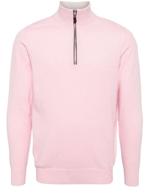 Cardigan con mezza zip Carnaby di N.Peal Cashmere in Pink da Uomo