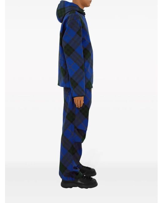 Burberry Blue House Check Hooded Jacket for men