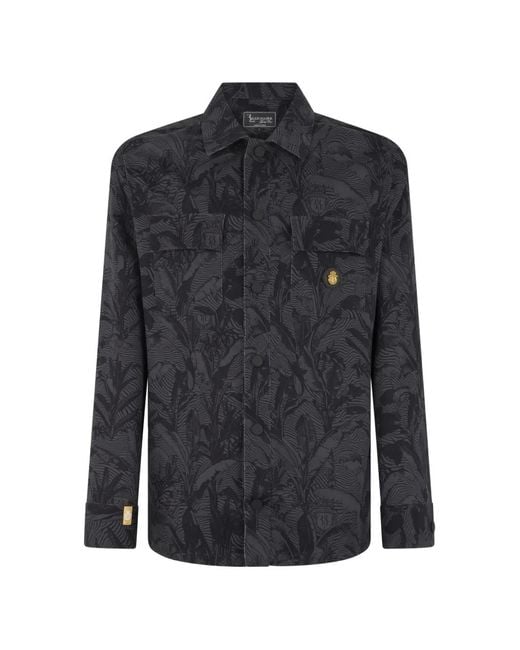 Billionaire Blue Palm Tree-Print Overshirt for men
