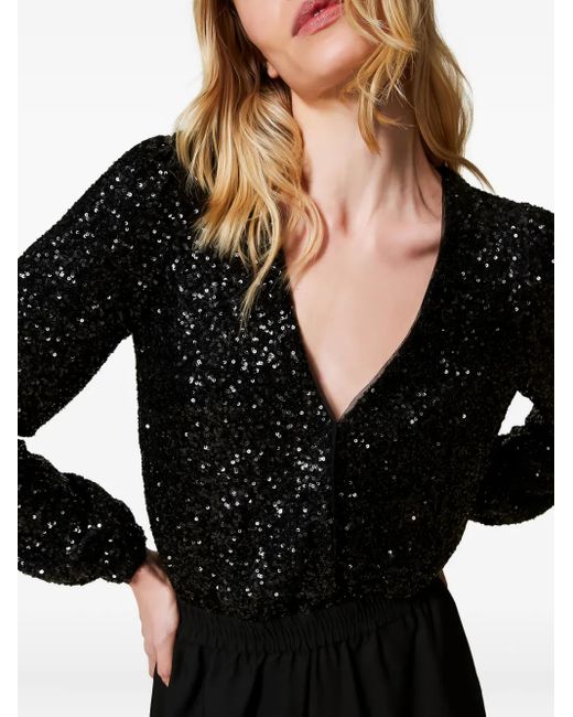 Twinset Black Sequin-Embellished Jumpsuit