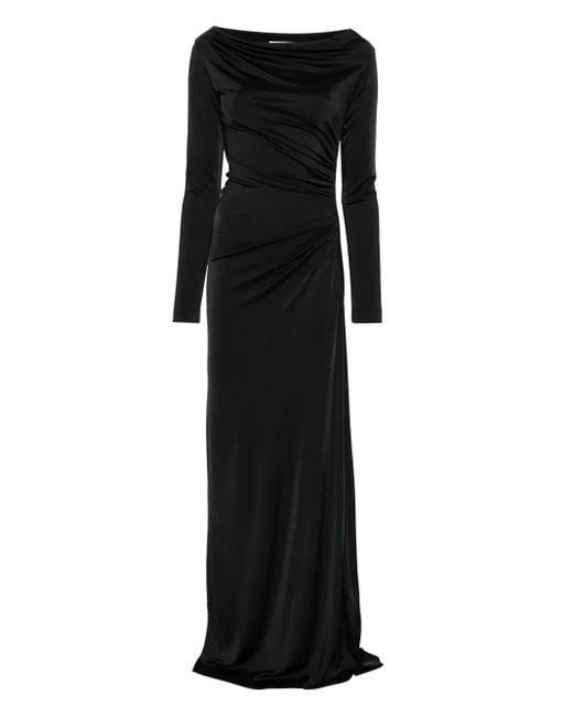 Victoria Beckham Black Floor-Length Dress With Off-The-Shoulder Neckline