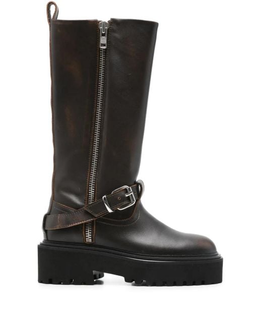 Maje Black Stiefel Mit Schnallenriemen