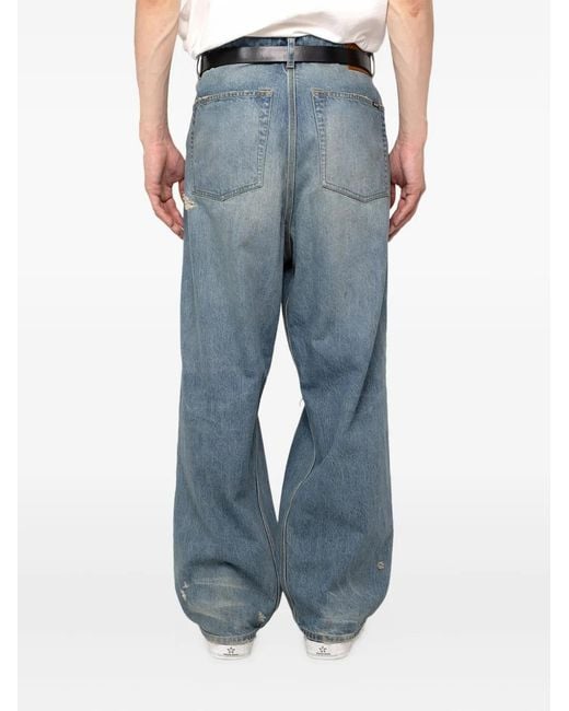 KAMIYA Blue Distressed Ripped Trousers for men
