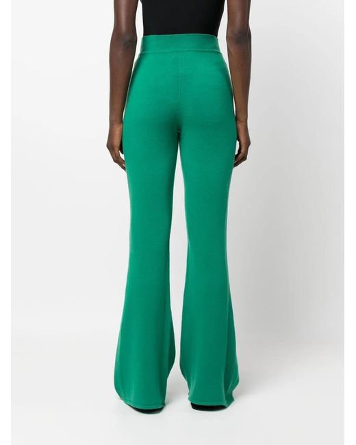 Alberta Ferretti Green Flared Fine-knit Trousers