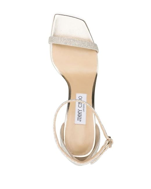 Sandales Alva 85 Mm En Cuir À Paillettes Jimmy Choo en coloris White