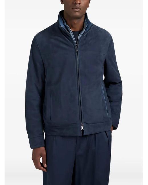 Paul & Shark Blue Reversible Suede Jacket for men