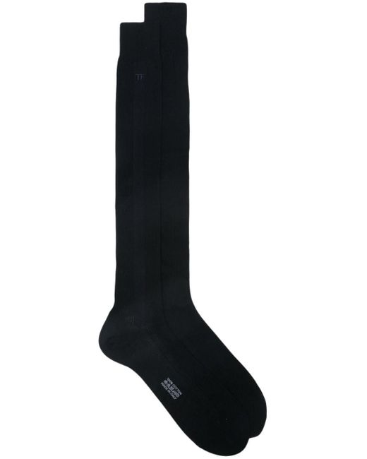 Calcetines con logo bordado Tom Ford de hombre de color Black