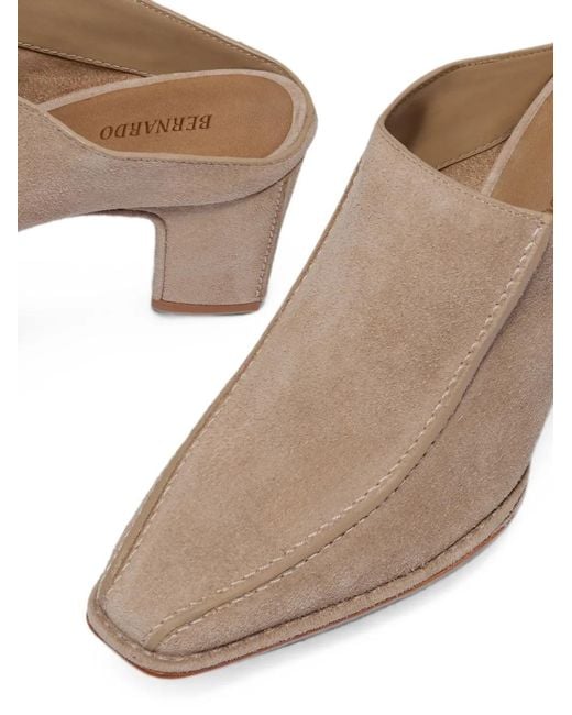 Bernardo Brown Brynn Suede Square-Toe Mules