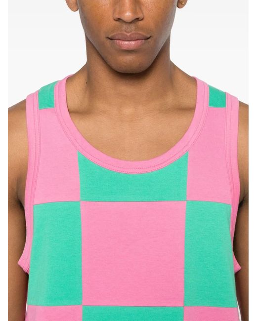 Comme des Garçons White Check-Pattern Tank Top for men