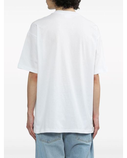 Chocoolate White Graphic-print Cotton T-shirt for men