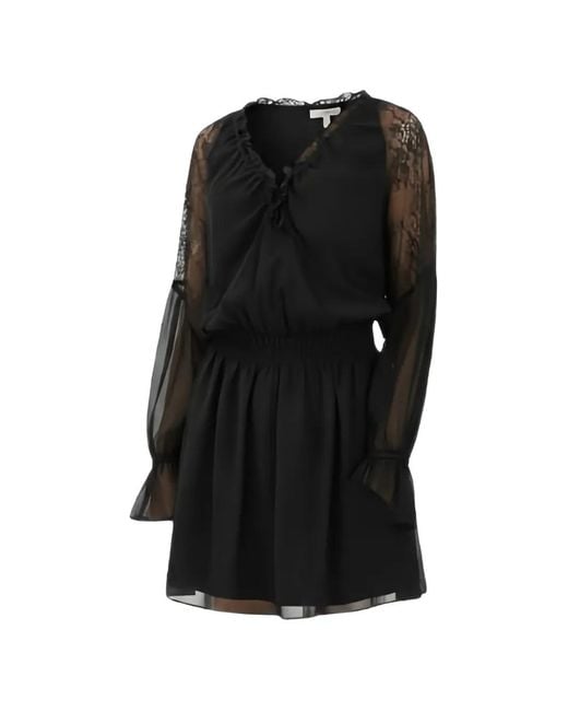 Pinko Robe Courte Volante  Empicements En Dentelle in Black | Lyst