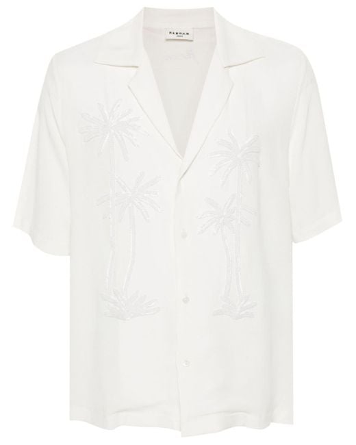 P.A.R.O.S.H. White Palm-Tree Embellished Shirt