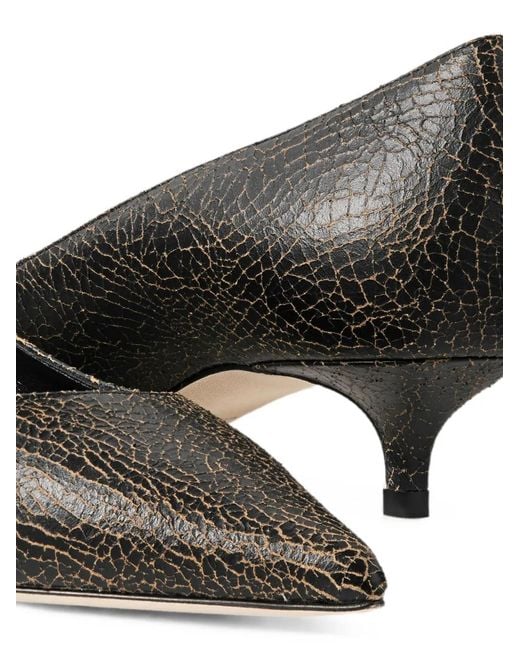 Jimmy Choo Black Amelia Cracked Leather Pumps
