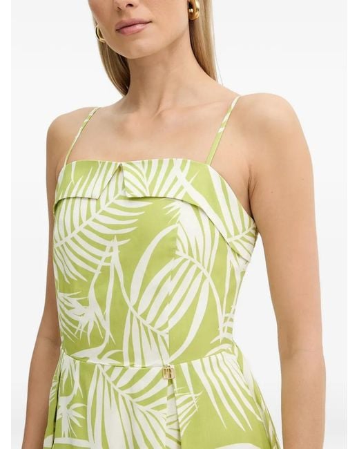 Fracomina Yellow Square-Neck Floral-Print Midi Dress