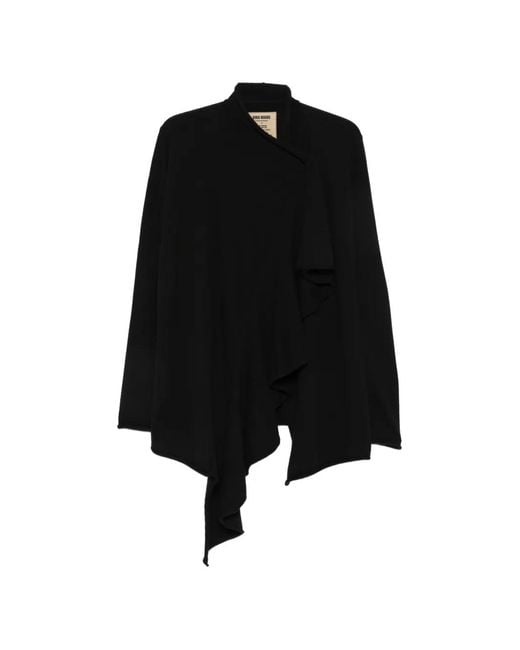 Uma Wang Black Asymmetric Draped Cardigan