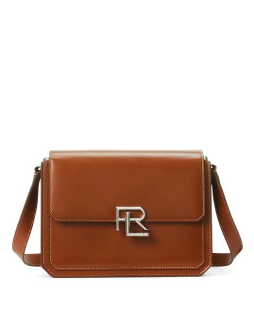Ralph Lauren Brown Logo-Plaque Leather Crossbody Bag