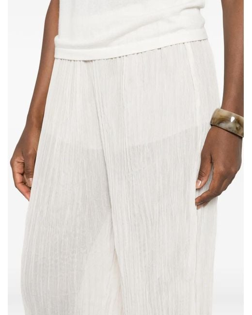 Enza Costa White Plissé Palazzo Pants