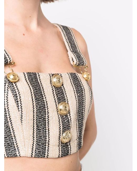Balmain Multicolor Striped Cropped Top