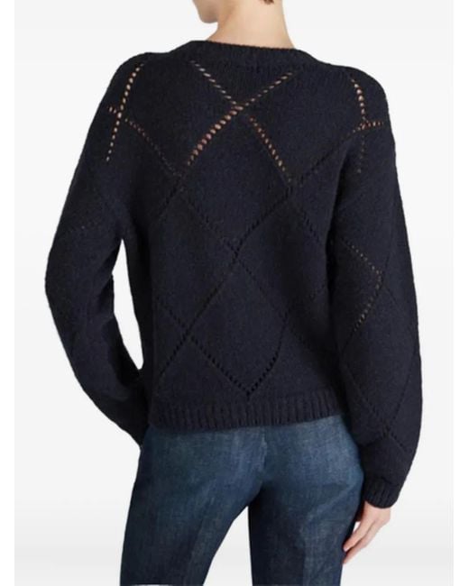 Zanone Blue Diamond-Pattern Sweater