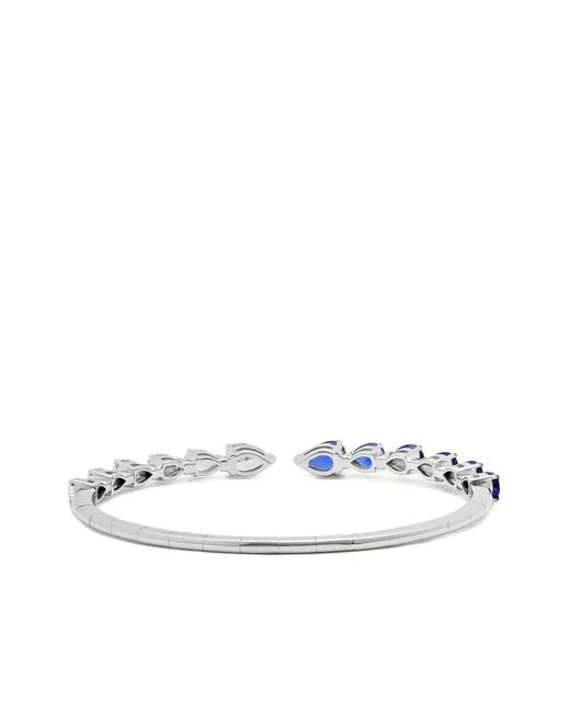 Jewels Aficionado White 18K Diamond And Sapphire Cuff Bracelet