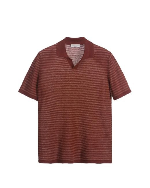 Roberto Collina Red Striped Polo Colar T-Shirt for men