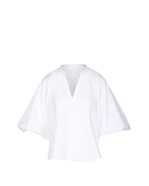 Blusa Marine Con Scollo A V di Tanya Taylor in White