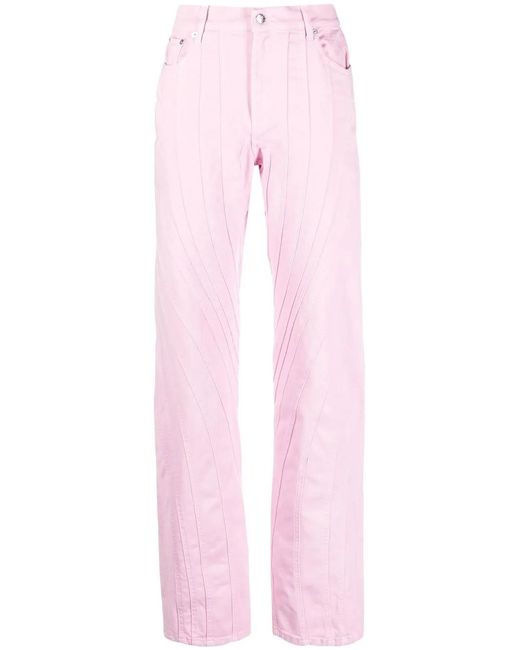 Mugler Pink Spiral-Seam Trousers
