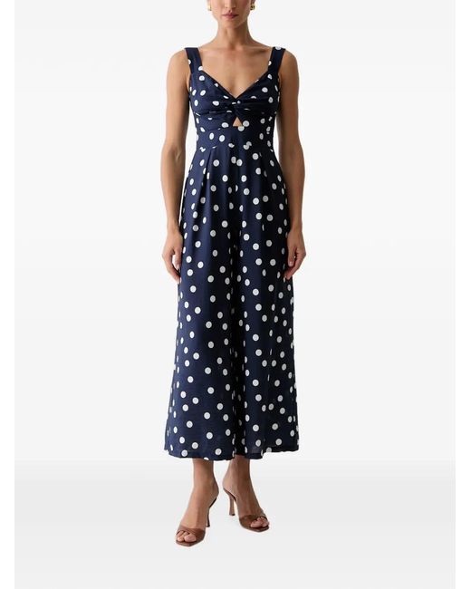 Morgan Blue Polka-Dot Twist-Detail Jumpsuit
