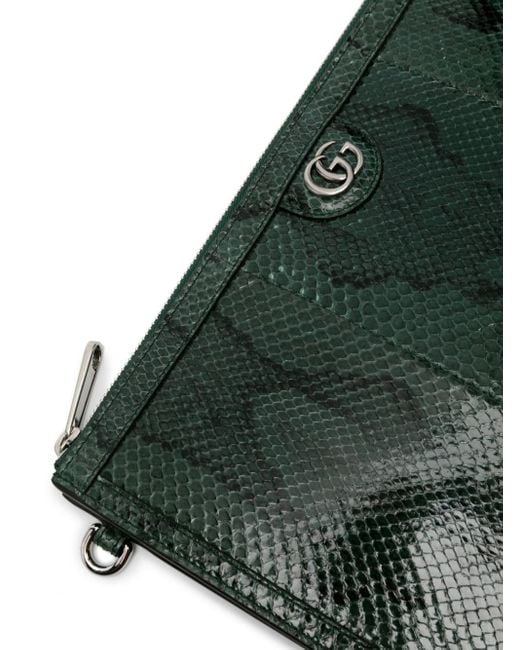 Gucci Green Snakeskin-efffect Clutch Bag for men