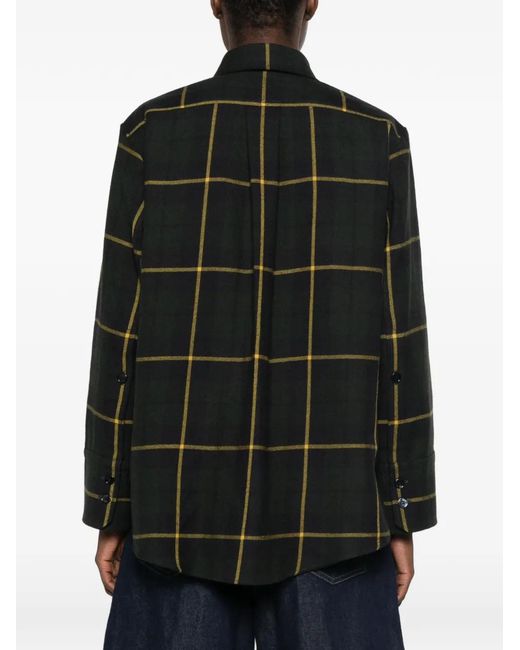 Patou Black Check-Pattern Flap-Pocket Shirt