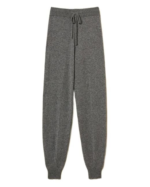 Twinset Gray Knitted Drawstring-Waist Pants