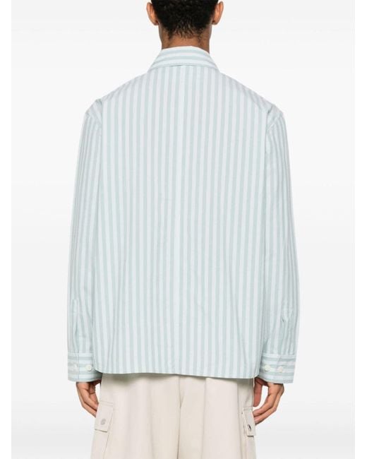 Maison Kitsuné Blue Striped Cotton Shirt for men