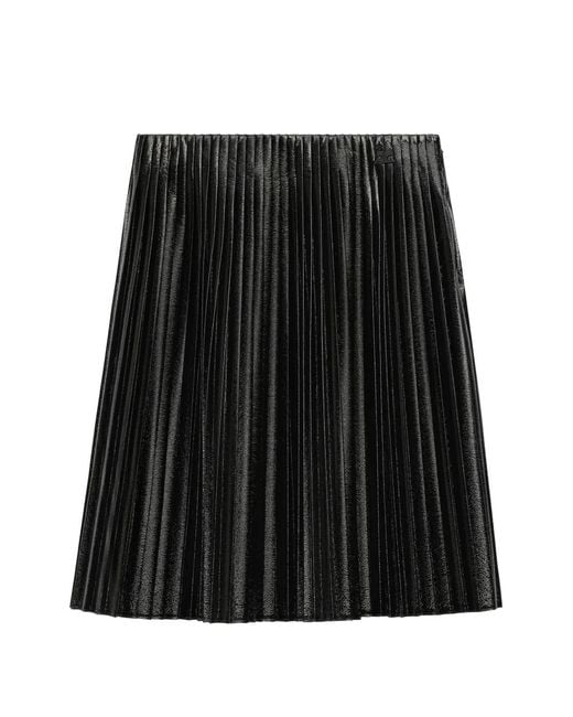 Courreges Black Pleated Vinyl Mini Skirt