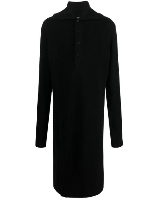 Yohji Yamamoto Black Hooded Glove-Sleeves Maxi Cardigan for men