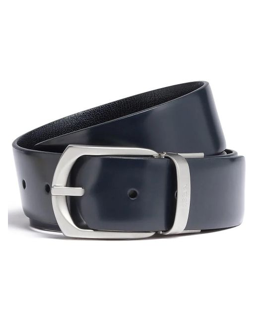 Cintura Reversibile Con Logo Inciso di Zegna in Blue da Uomo