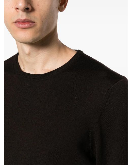 Fileria Black Crew-Neck Virgin Wool Jumper for men
