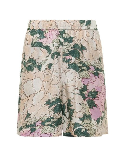 Givenchy Gray Floral-Print Silk Shorts for men