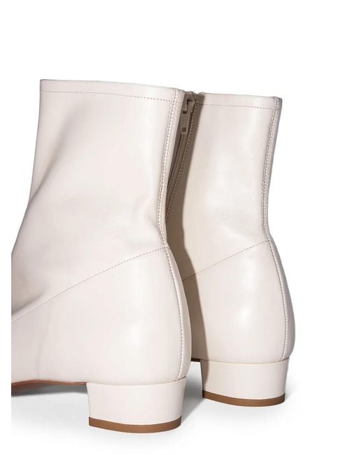 By Far White Este Leather Ankle Boots