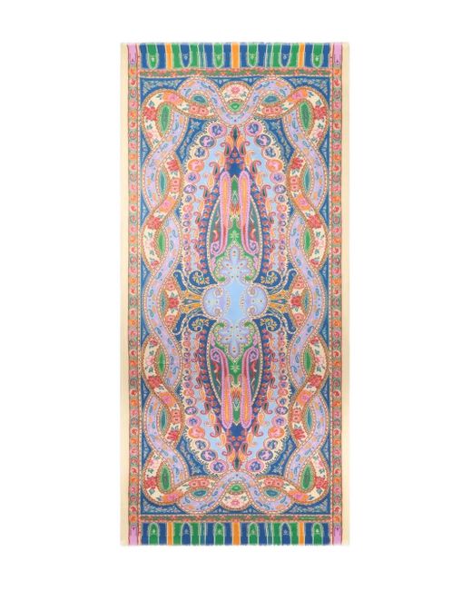Etro White Paisley-Print Scarf for men