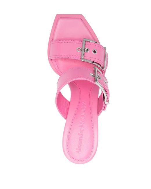 McQueen Pink Punk Double Buckle Leather Sandals