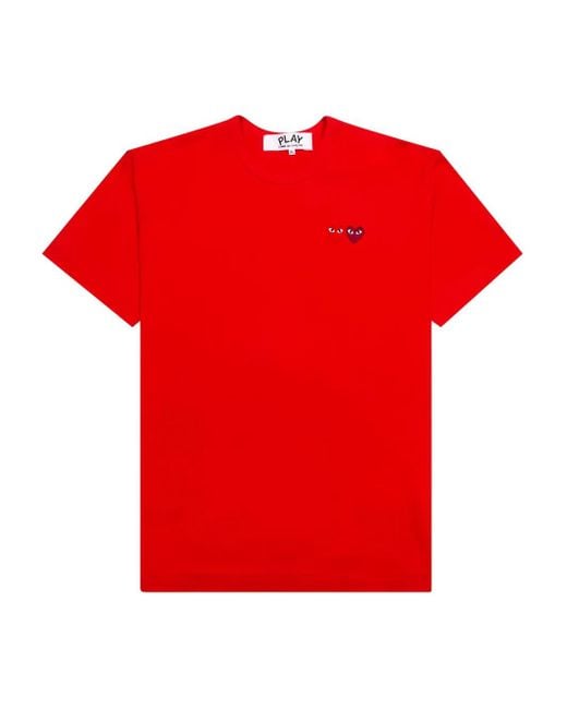 COMME DES GARÇONS PLAY Red Double Small Heart-Appliquéd Cotton-Jersey T-Shirt for men