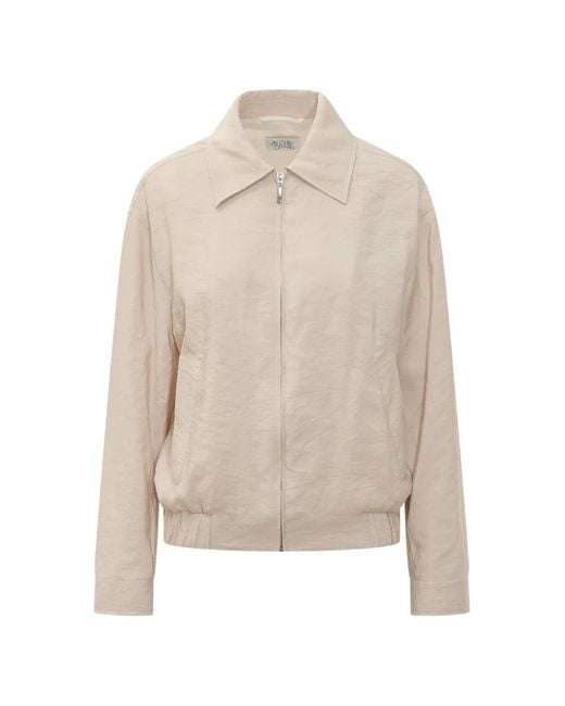 LE SULLY STUDIO White Zip Bomber Jacket