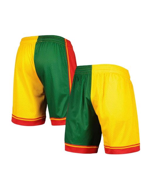 Mitchell & Ness Yellow Nba Seattle Supersonics 1995 Split Swingman Shorts for men