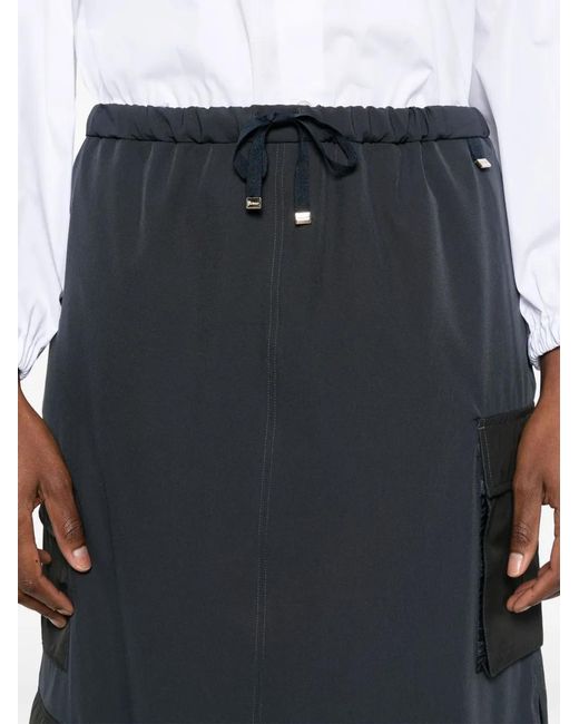 Herno Blue Drawstring Midi Skirt