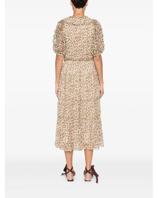 Ulla Johnson Midi-Jurk Met Bloemenprint in het Natural